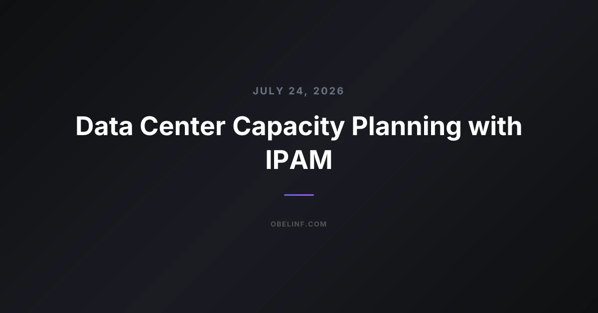Data Center Capacity Planning with IPAM